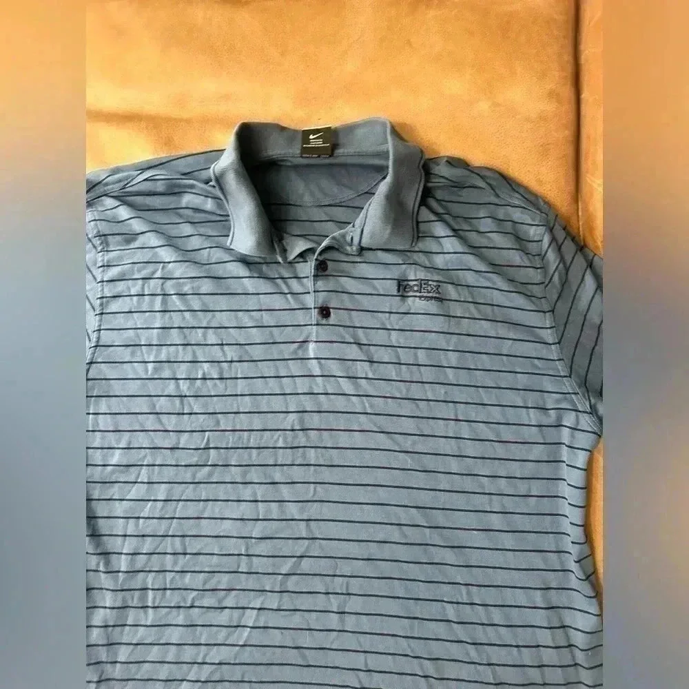 Nike Dri-Fit Golf Polo Blue And Black Striped Men’s Size XL
